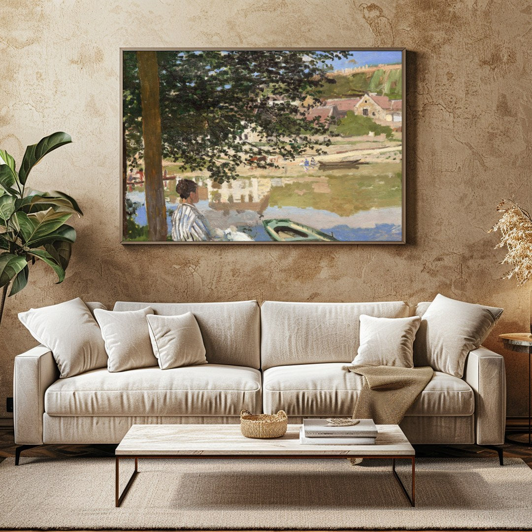 Immerse yourself in the tranquil beauty of this riverside scene, capturing the essence of a for Family Room