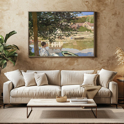 Immerse yourself in the tranquil beauty of this riverside scene, capturing the essence of a for Family Room