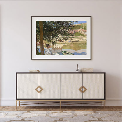 Immerse yourself in the tranquil beauty of this riverside scene, capturing the essence of a for Foyer