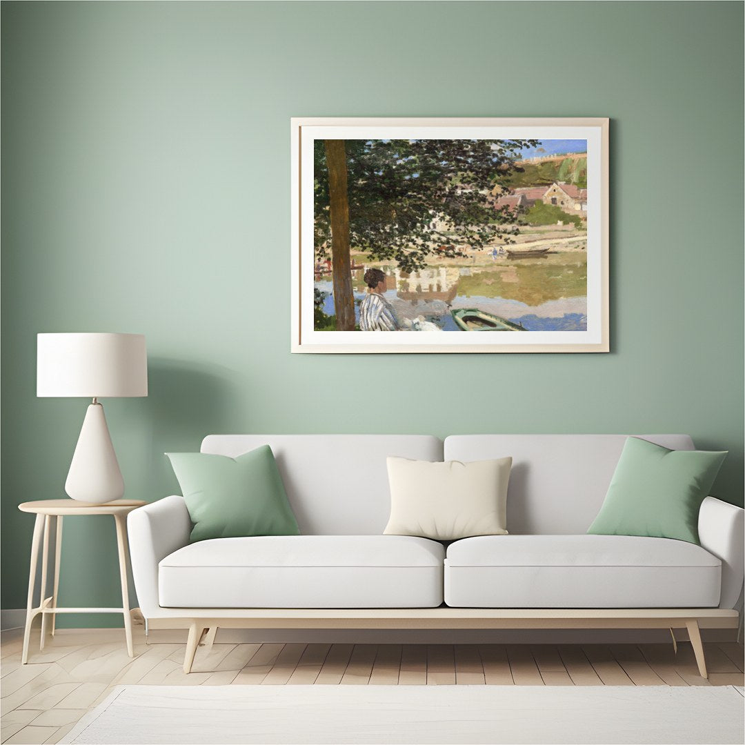 Immerse yourself in the tranquil beauty of this riverside scene, capturing the essence of a for Hall
