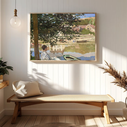 Immerse yourself in the tranquil beauty of this riverside scene, capturing the essence of a for Hallway