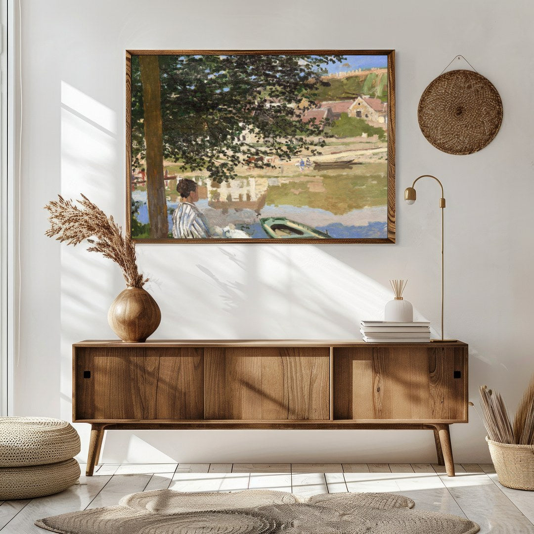Immerse yourself in the tranquil beauty of this riverside scene, capturing the essence of a for Sitting Area