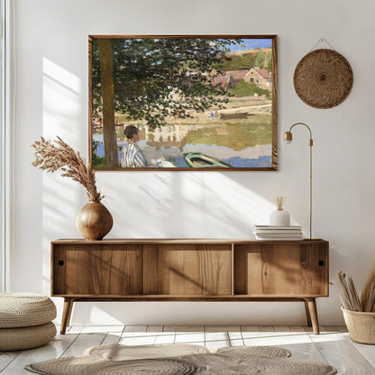 Immerse yourself in the tranquil beauty of this riverside scene, capturing the essence of a for Sitting Area