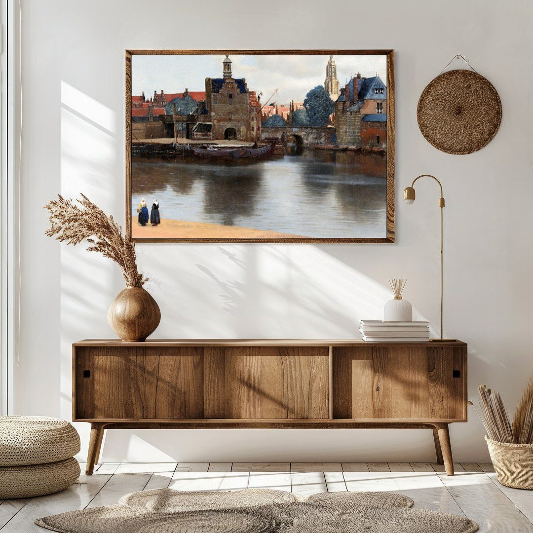 Capture the tranquility of a bygone era with this captivating riverside scene. The subtle interplay for Sitting Area