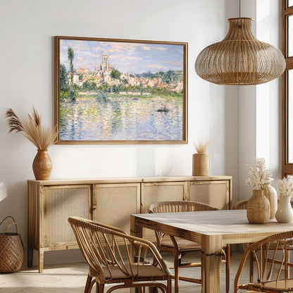 Capture the tranquil beauty of a riverside village with this impressionist masterpiece. Evoking a for Dining