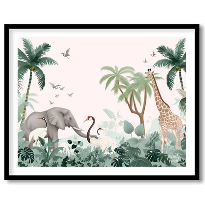 This expansive and serene poster transports the viewer to a tranquil safari landscape, rendered in … for house