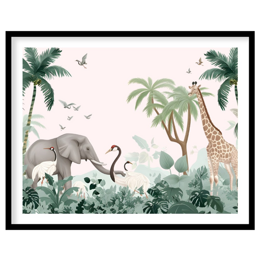 This expansive and serene poster transports the viewer to a tranquil safari landscape, rendered in … for house