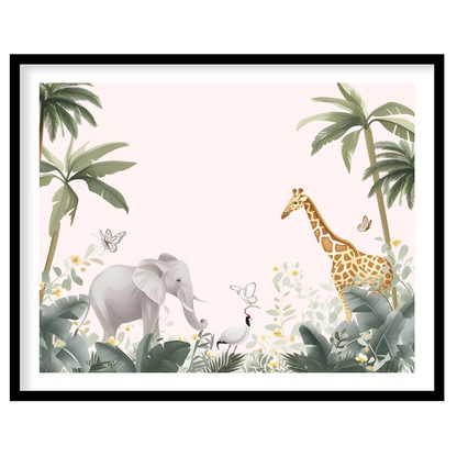 This tranquil and expansive watercolor illustration portrays a serene safari landscape, inviting a … for home