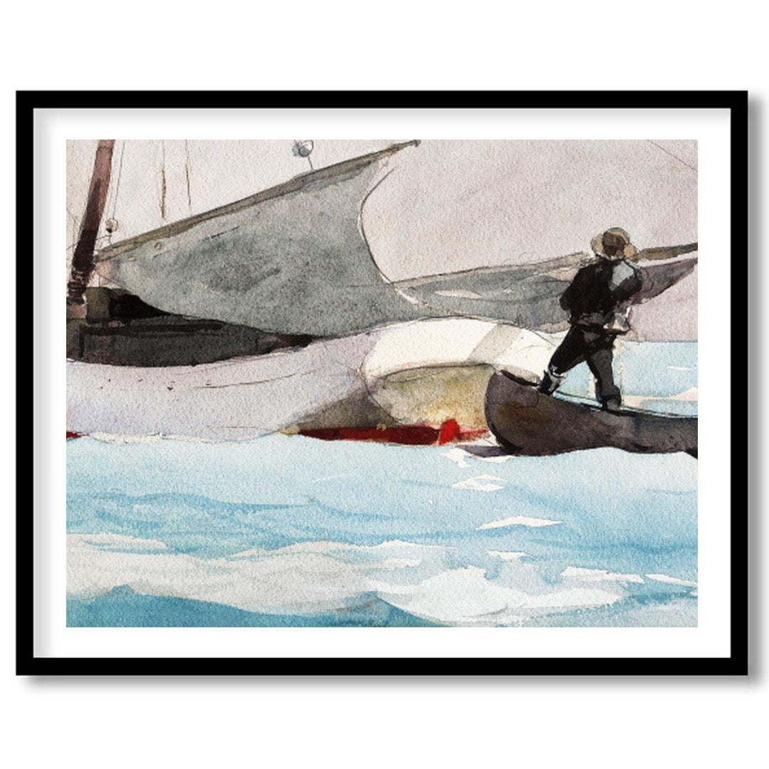 This captivating watercolor painting captures the serene beauty of a sailboat on a tranquil sea for lovely-house