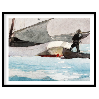 This captivating watercolor painting captures the serene beauty of a sailboat on a tranquil sea for lovely-house