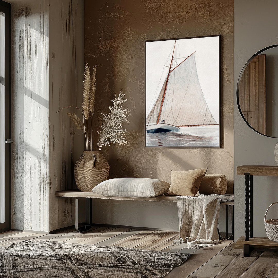 Capture the timeless beauty of maritime adventure with this elegant depiction of a classic sailing for dwelling
