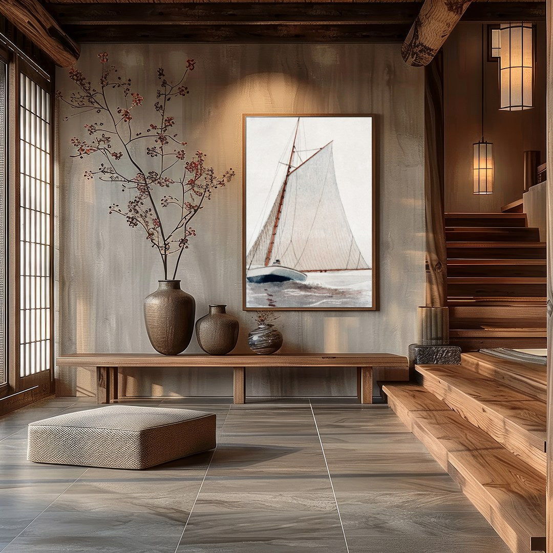 Capture the timeless beauty of maritime adventure with this elegant depiction of a classic sailing for Hall