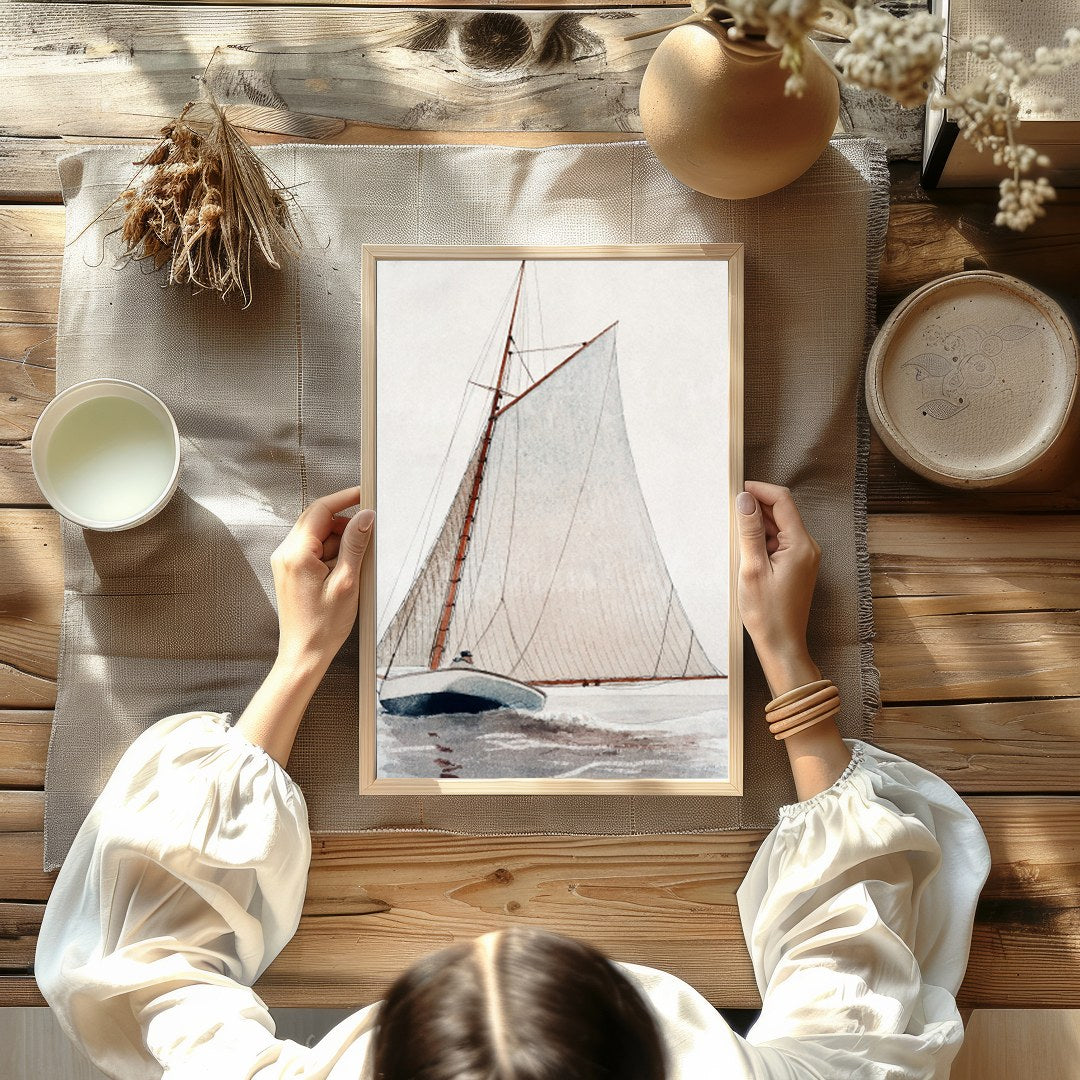 Capture the timeless beauty of maritime adventure with this elegant depiction of a classic sailing for Kitchen