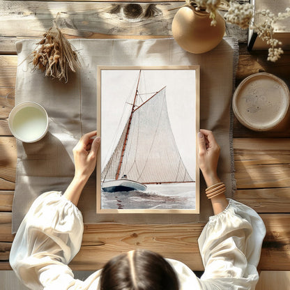 Capture the timeless beauty of maritime adventure with this elegant depiction of a classic sailing for Kitchen
