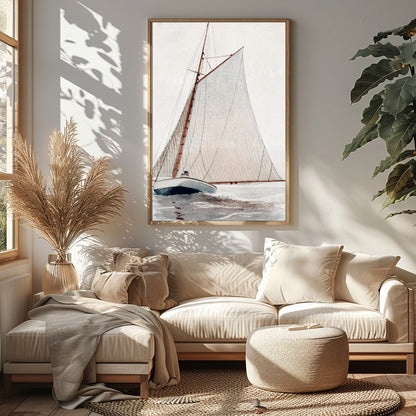 Capture the timeless beauty of maritime adventure with this elegant depiction of a classic sailing for Sitting Area