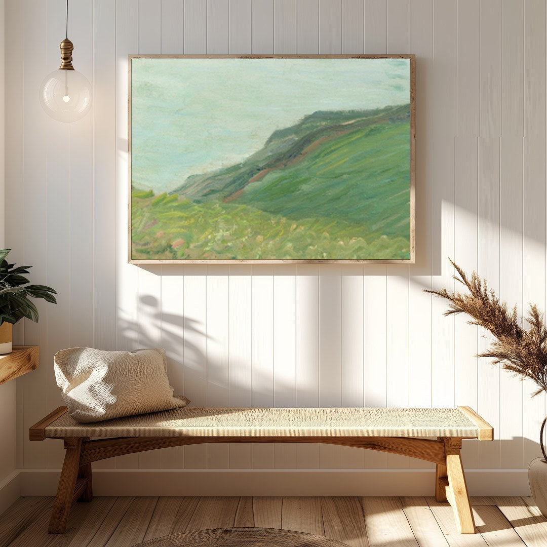 Immerse yourself in the tranquil beauty of this coastal masterpiece. The painting captures a serene for gallery