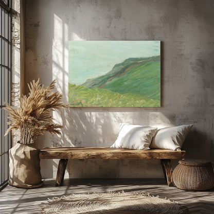 Immerse yourself in the tranquil beauty of this coastal masterpiece. The painting captures a serene for Veranda