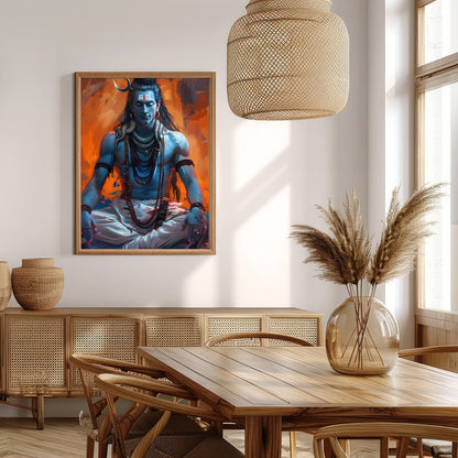 This captivating artwork showcases Lord Shiva in a state of deep meditation, exuding an aura of for Extra Kitchen