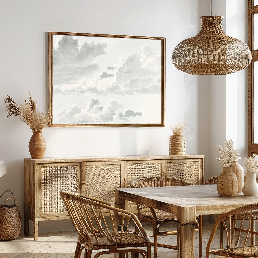 Elevate your space with the 'Serene Sky Sketch,' a soothing wall art piece that captures the for Dining