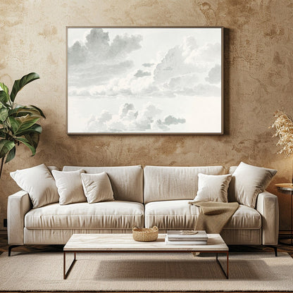 Elevate your space with the 'Serene Sky Sketch,' a soothing wall art piece that captures the for Family Room