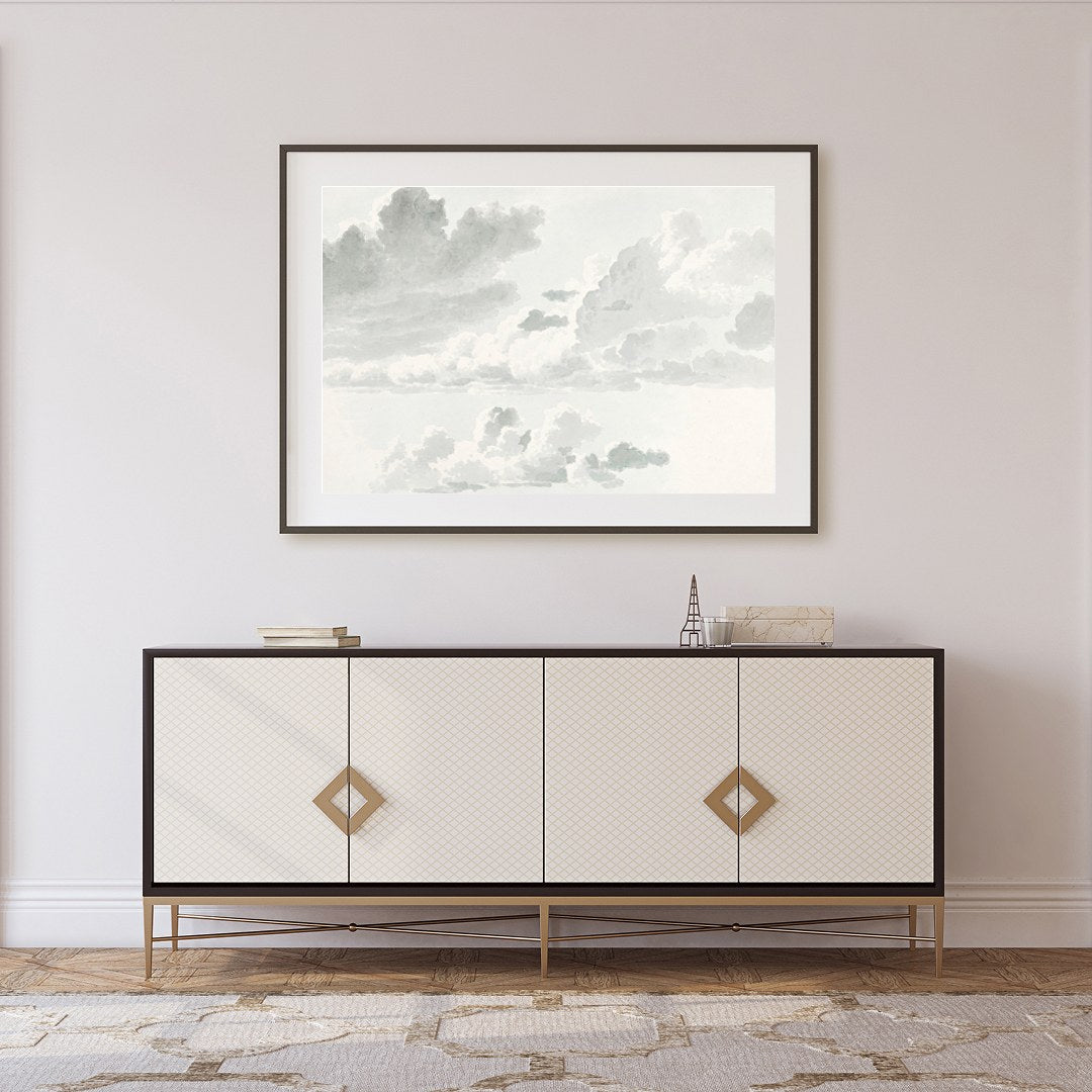 Elevate your space with the 'Serene Sky Sketch,' a soothing wall art piece that captures the for Foyer