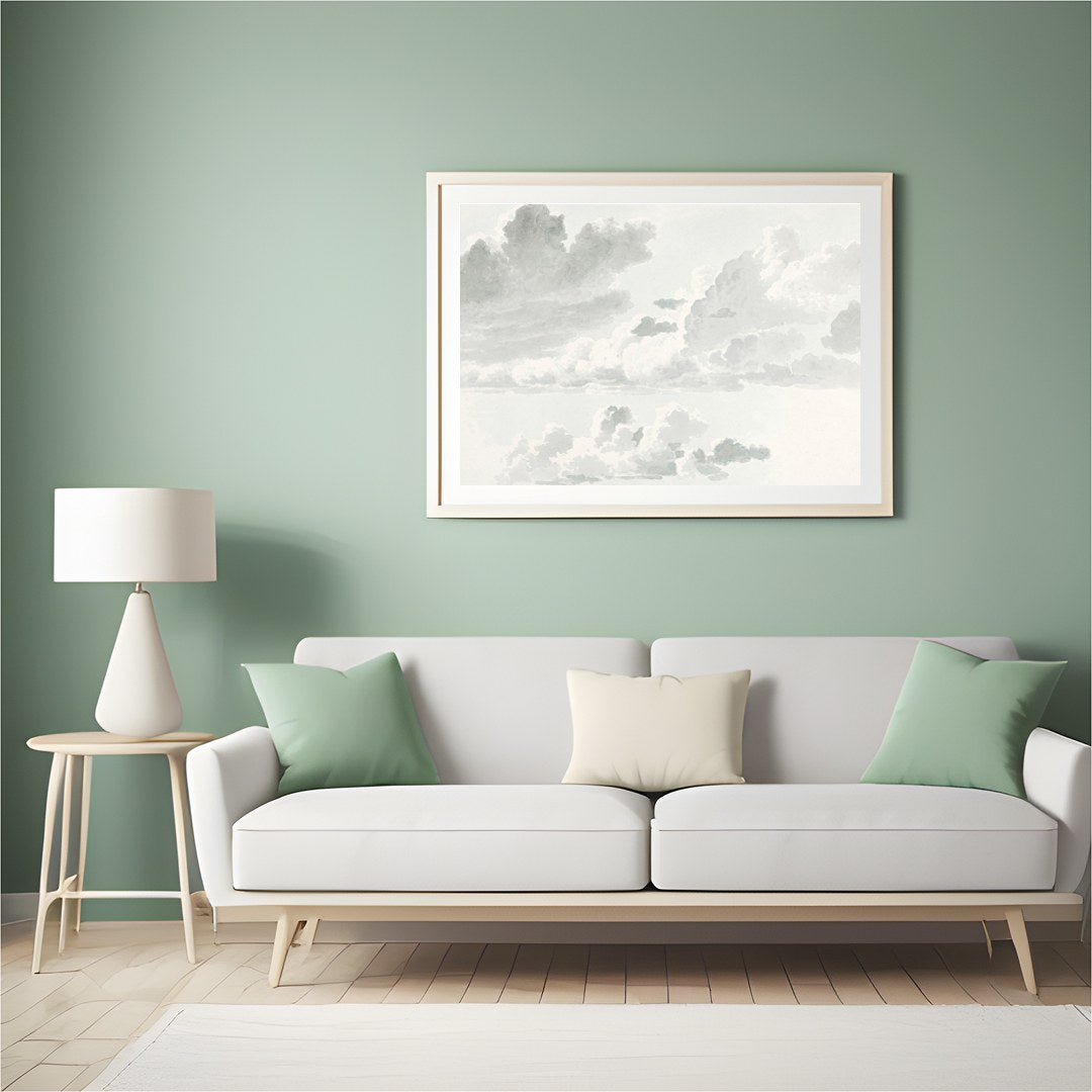 Elevate your space with the 'Serene Sky Sketch,' a soothing wall art piece that captures the for Hall