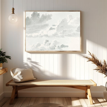 Elevate your space with the 'Serene Sky Sketch,' a soothing wall art piece that captures the for Hallway
