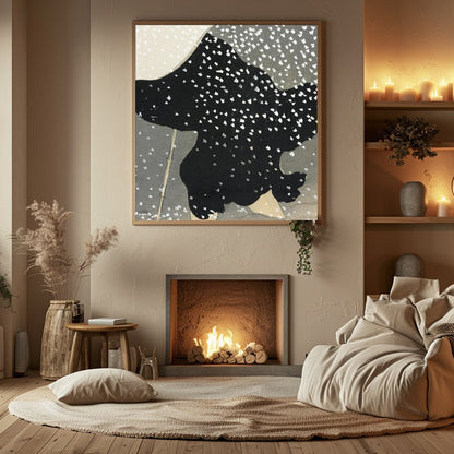 Step into a world of quiet elegance with 'Serene Snowfall: Monochrome Reverie.' This captivating for Hall