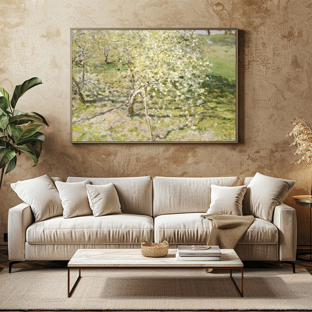 Immerse yourself in the tranquility of spring with this exquisite landscape painting. Featuring for Family Room