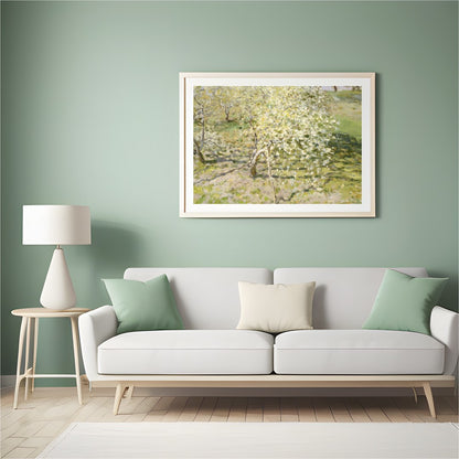Immerse yourself in the tranquility of spring with this exquisite landscape painting. Featuring for Hall