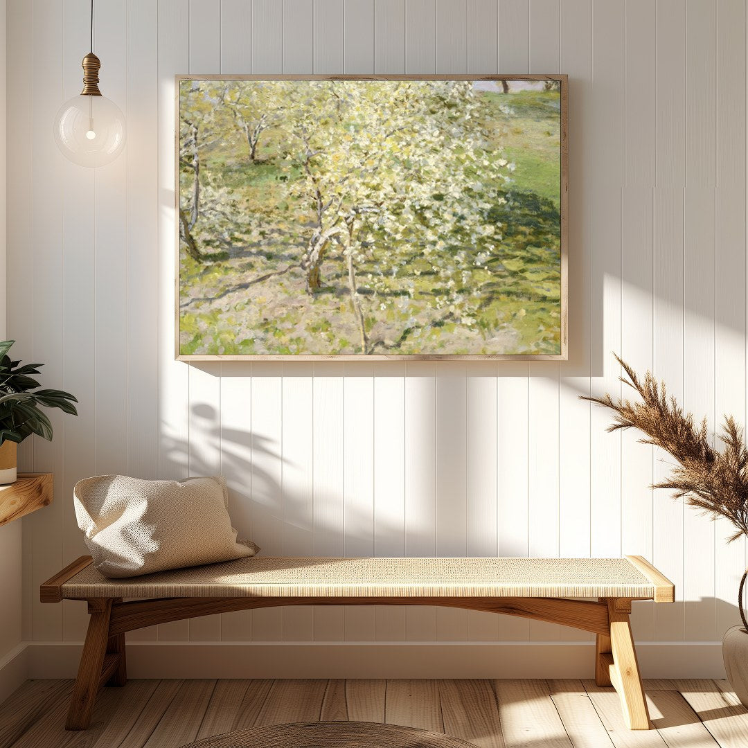 Immerse yourself in the tranquility of spring with this exquisite landscape painting. Featuring for Hallway