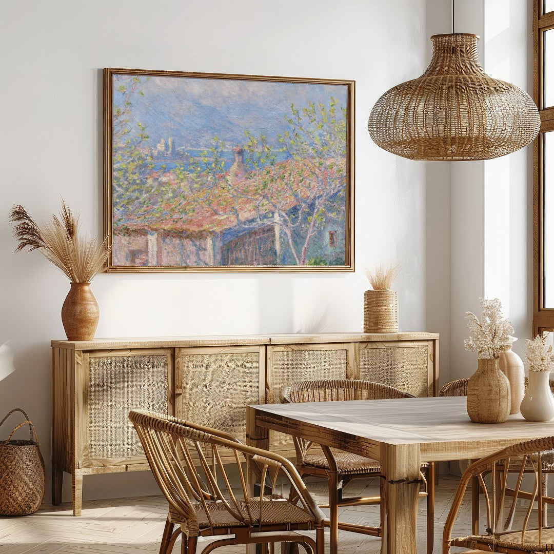 This exquisite artwork captures the tranquility of a springtime countryside, featuring a charming for Dining