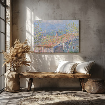 This exquisite artwork captures the tranquility of a springtime countryside, featuring a charming for Veranda