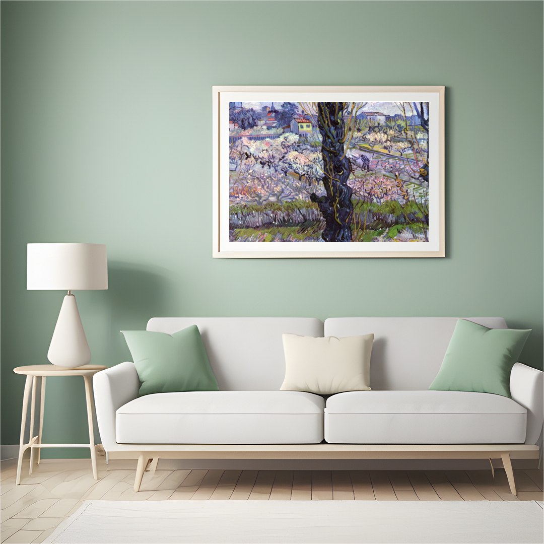 Capture the tranquility of a spring orchard with this enchanting artwork. Through intricate for Hall