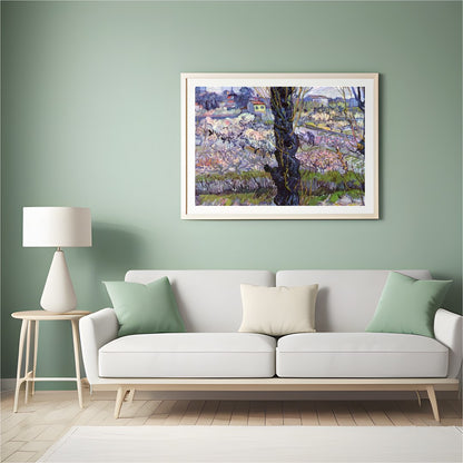 Capture the tranquility of a spring orchard with this enchanting artwork. Through intricate for Hall