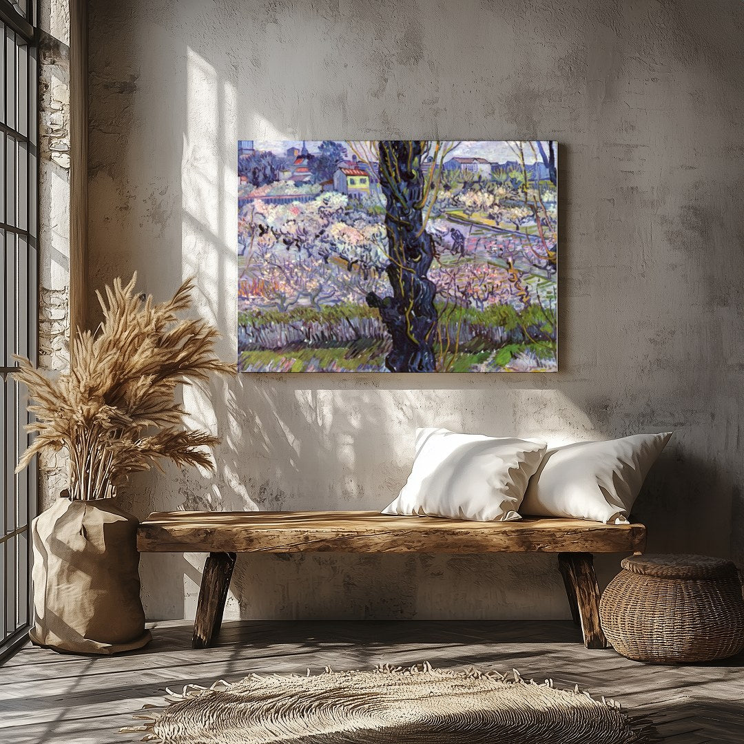 Capture the tranquility of a spring orchard with this enchanting artwork. Through intricate for Veranda