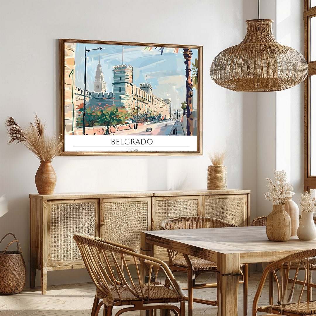 Capture the tranquil beauty of Belgrade's historic streets with this exquisite wall art. The for Dining