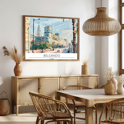 Capture the tranquil beauty of Belgrade's historic streets with this exquisite wall art. The for Dining