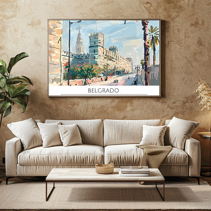 Capture the tranquil beauty of Belgrade's historic streets with this exquisite wall art. The for Family Room