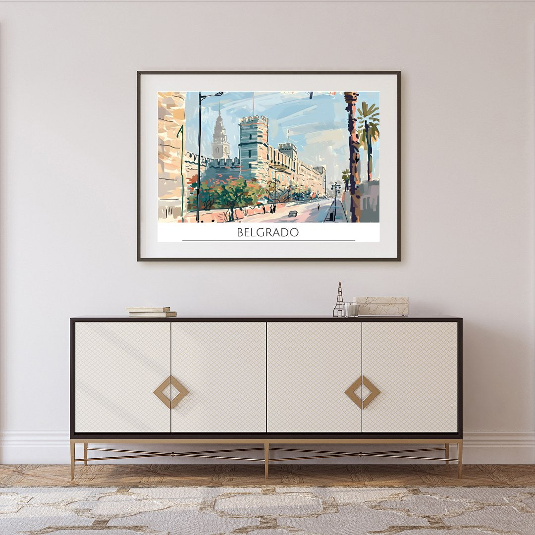 Capture the tranquil beauty of Belgrade's historic streets with this exquisite wall art. The for Foyer