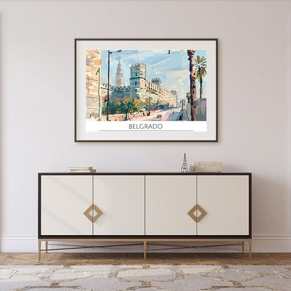 Capture the tranquil beauty of Belgrade's historic streets with this exquisite wall art. The for Foyer
