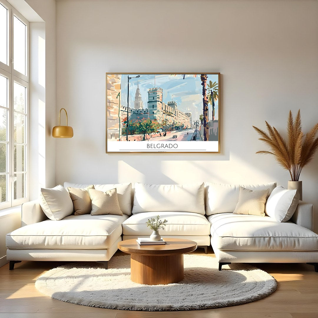 Capture the tranquil beauty of Belgrade's historic streets with this exquisite wall art. The for Living Room