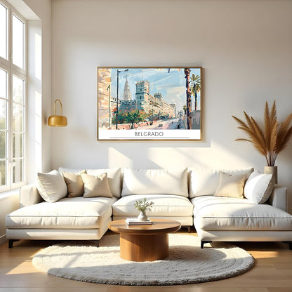 Capture the tranquil beauty of Belgrade's historic streets with this exquisite wall art. The for Living Room