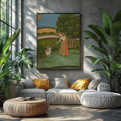 Immerse yourself in the tranquility of nature with this exquisite painting, where a gracefully for Balcony