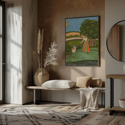 Immerse yourself in the tranquility of nature with this exquisite painting, where a gracefully for hallway