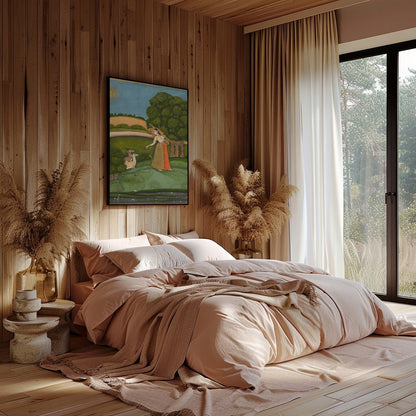 Immerse yourself in the tranquility of nature with this exquisite painting, where a gracefully for office