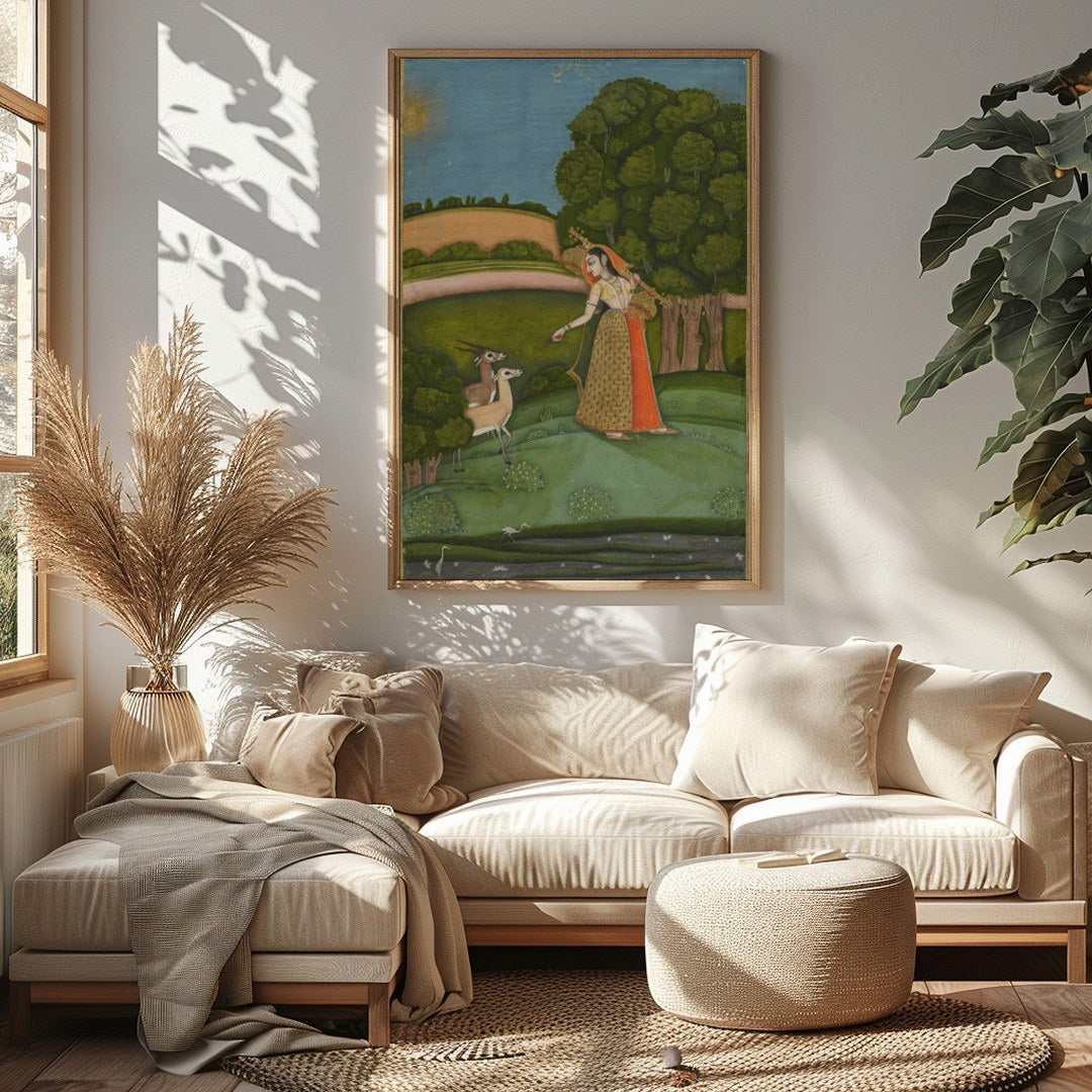 Immerse yourself in the tranquility of nature with this exquisite painting, where a gracefully for Sitting Area