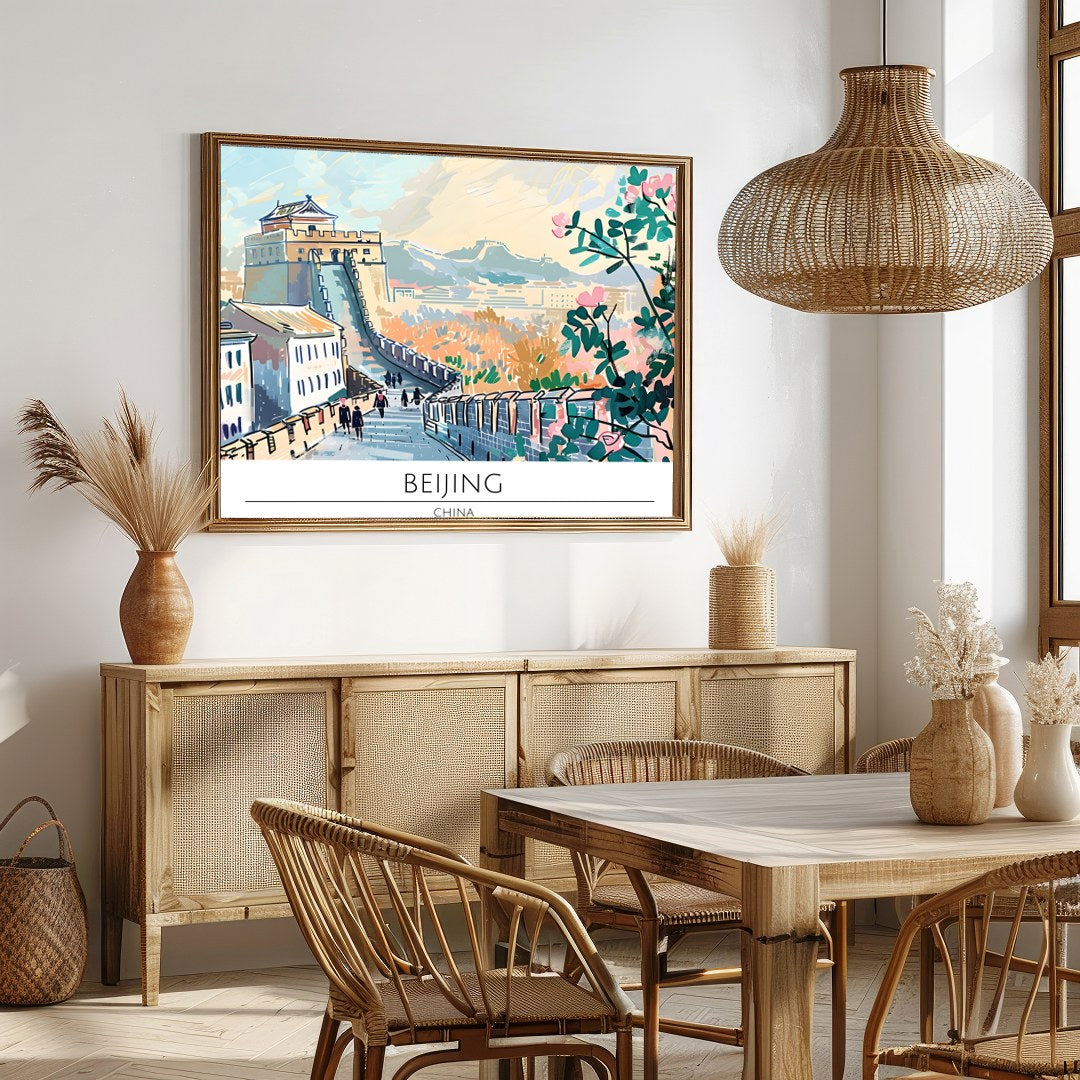 Capture the tranquil beauty of a walk along the Great Wall with this stunning piece showcasing for Dining