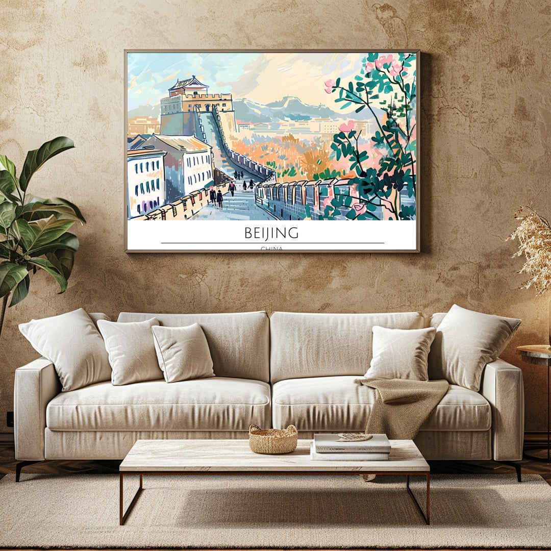 Capture the tranquil beauty of a walk along the Great Wall with this stunning piece showcasing for Family Room