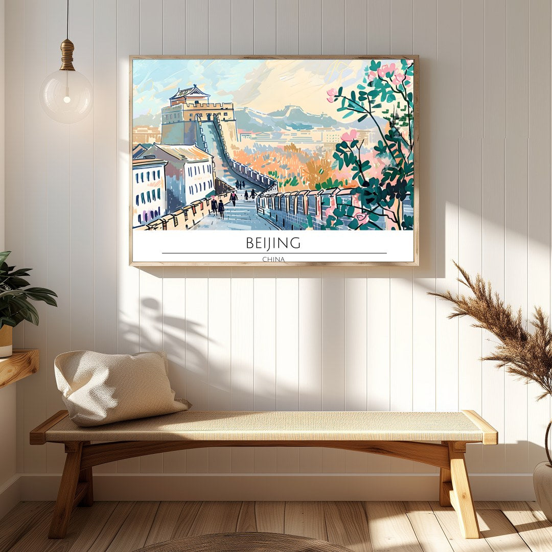 Capture the tranquil beauty of a walk along the Great Wall with this stunning piece showcasing for Hallway